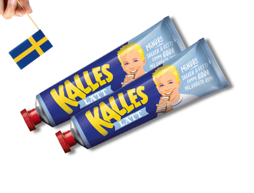 2 Tubes Kalles Kaviar Lätt 190g 6.70 Oz., Swedish Kalles Kaviar Light, Creamed Smoked Cod Roe