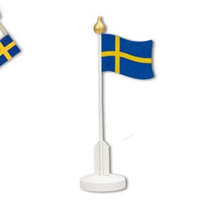 Swedish Flag, Flagpole 25 cm, Table Flag Sweden, Swedish design, Swedish Home Decor, Swedish Midsummer, Swedish Decor, woodwork