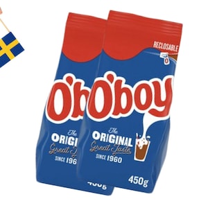 2 Bags of Swedish O&#39;boy Original Cocoa Powder Mix 450g (15.8 Oz.), Oboy Hot Chocolate, Swedish Candy, Food From Sweden, Fika, Godis, gifts