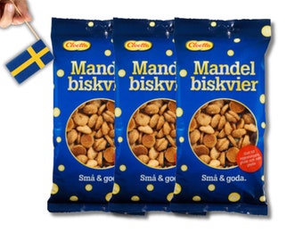 3 Bags of Cloetta Mandelbiskvier 150g (5.29 Oz), Swedish Almond Macaroons, swedish food, snacks, fika, Scandinavian food, Almond Biscuits