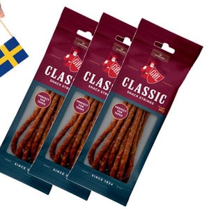 3 pcs Göl Classic Ölkorv Snack Strings – Swedish Dry Sausage Snacks 120g (4.23 oz) A Scandinavian Snack – Perfect with Beer or On the Go!