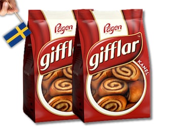 2 sachets de 300 g de Gifflar by Pågen (10,58 oz), petits pains suédois à la cannelle, brioches, kanelgifflar, fika suédois, nourriture suédoise, kanelbullar