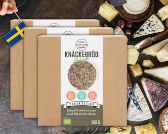 3 paquetes de Clean Eating Organic Knäckebröd 160 g (5,64 oz), pan crujiente, pan plano, Fröknäcke, Knekkebröd, Keto, Paleo, Vegano,