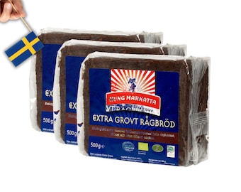 3 Bolsas de Kung Markatta Extra Grovt Rågbröd 500g (17.63 Oz), Pan de Centeno Extra Grueso, Pan Sueco, pan escandinavo, comida sueca