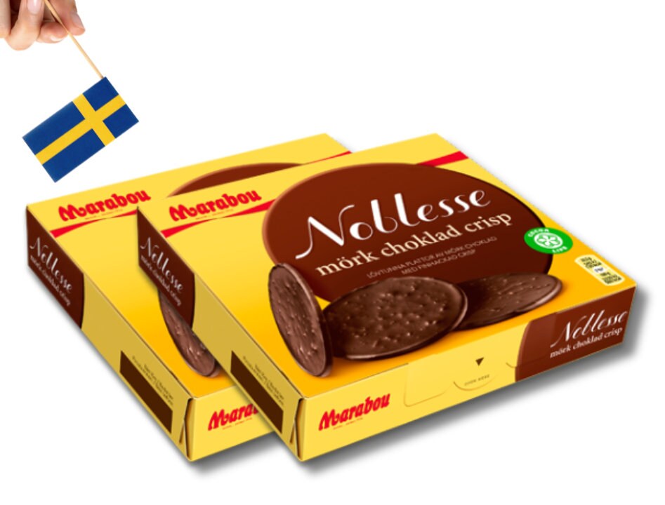 2 cajas de Marabou Noblesse mörk choklad (chocolate negro) crujiente 150 g (5,29 oz) - Chocolate con leche sueco, chocolate sueco, chocolate con leche