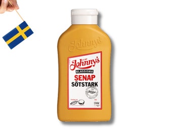 Johnnys Klassiska Senap 500g (17.63 oz) Swedish Mustard, Sweet Strong Mustard, Christmas Mustard, Swedish Sötstark Senap, Swedish Food