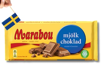 1 Barra de Chocolate con Leche de Marabú 200g (7.05 Oz), mjölk choklad sueco, barra de chocolate sueca, barra de chocolate, comida sueca, fika sueca