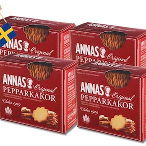 4 opakowania Anna Pepparkakor Original 300g (10,58 uncji), pierniki, ciasteczka świąteczne, szwedzki piernik, szwedzkie jedzenie, fika