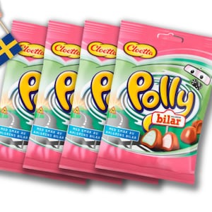 4 Bags of Cloetta Polly Ahlgrens Bilar 150g (5.29 oz.), Swedish Candy, Svenskt godis, Swedish food, Swedish milk chocolate, candy, Sweets