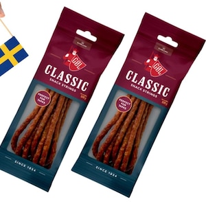 2 pcs Göl Classic Ölkorv Snack Strings – Swedish Dry Sausage Snacks 120g (4.23 oz) A Scandinavian Snack – Perfect with Beer or On the Go!