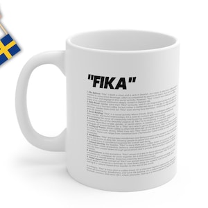 Swedish Phrases &quot;Fika&quot; Ceramic Coffee Mug 325ml (11oz), Swedish fika, swedish food, funny facts, scandinavian food, tea mug