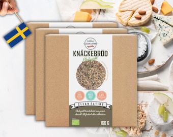 3 paquetes de Clean Eating Organic Knäckebröd 160 g (5,64 oz), pan crujiente, pan plano, Fröknäcke, Knekkebröd, Keto, Paleo, Vegano,