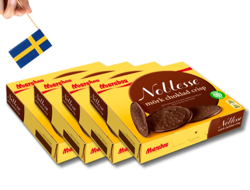 4 Boxes of Marabou Noblesse mörk choklad (dark chocolate) Crisp 150g (5.29 Oz) - Swedish Milk Chocolate, swedish chocolate, milk chocolate