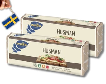 2 boîtes de Knäckebröd Wasa Husman, 520 g (18,3 oz), pain croustillant suédois, pain croustillant, pain de seigle, Suède, cuisine suédoise, Fika, kneckebrod