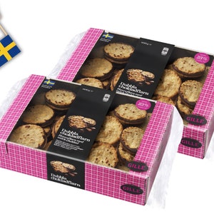 2 Boxes of Gille Dubbla Chokladflarn 600g (21.16 Oz), Swedish Fika, Swedish cookies, Swedish milk chocolate, swedish food, Chocolate Wafers!