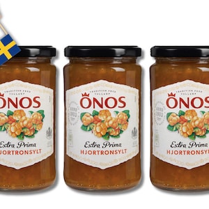 3 jars Swedish Cloudberry Jam 400g-14oz, Swedish Food, Önos hjortronsylt, Cloudberry Jam, Cloudberries Sweden, Exotic Food, Swedish Hjortron