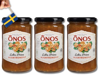 3 jars Swedish Cloudberry Jam 400g-14oz, Swedish Food, Önos hjortronsylt, Cloudberry Jam, Cloudberries Sweden, Exotic Food, Swedish Hjortron