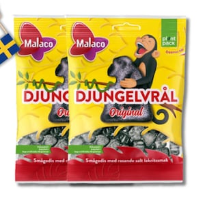 2 Bags of Djungelvrål, Swedish Licorice Candy Sweden, Swedish Salt Licorice, Swedish Licorice Candy, Swedish Djungelvrål, Swedish Candy 80 g