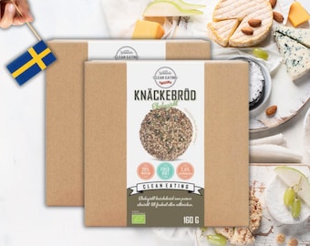 2 paquetes de Clean Eating Organic Knäckebröd 160 g (5,64 oz), pan crujiente, pan plano, Fröknäcke, Knekkebröd, Keto, Paleo, Vegano,