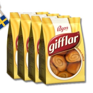4 bolsas Pågen Gifflar Vanilj – 280 g (9,87 oz) – Pasteles suaves y dulces rellenos de vainilla