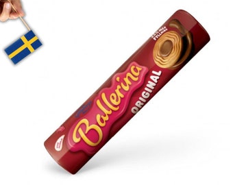 1 Rollo de Göteborgskex Ballerina 205g (7.23 Oz), fika sueca, galletas de chocolate, galletas suecas rellenas de chocolate, comida sueca