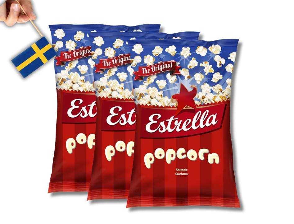 3 bags Estrella Popcorn – 65g (2.29oz)