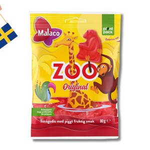 1 Bag of Malaco Zoo Original 80g (2.82 Oz), Swedish candy, Swedish food, Fika, Malaco candy, fruit candy