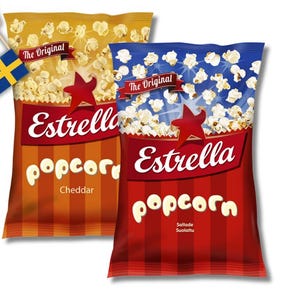 Estrella Popcorn Mix Pack (2 Bags) – Original Salted & Cheddar – 65g (2.29oz) each bag