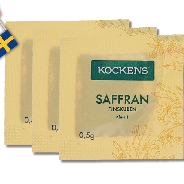 Kockens Saffron, swedish saffron 0.5g (0.017 oz), swedish food, Lussebullar, spices, scandinavian food, baking accessories