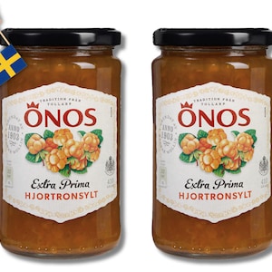 2 jars Swedish Cloudberry Jam 400g-14oz, Swedish Food, Önos hjortronsylt, Cloudberry Jam, Cloudberries Sweden, Exotic Food, Swedish Hjortron