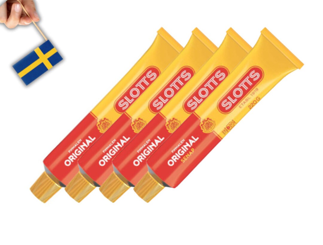 4 Tube of Swedish Mustard, Slotts Senap Original 220 G, Classic Mustard