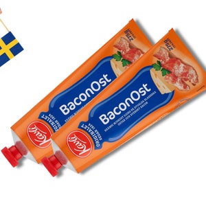 2 Tubes Kavli BaconOst, Bacon Cheese Spread, 275g (9.7 oz.), Swedish Soft Cheese Spread, Cream Cheese In Tube, Mjukost, Ost, Swedish Food