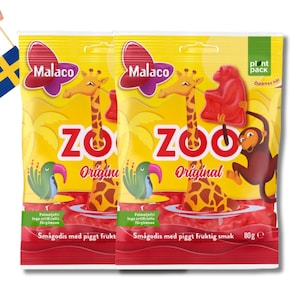 2 Bags of Malaco Zoo Original 80g (2.82 Oz), Swedish candy, Swedish food, Fika, Malaco candy, fruit candy