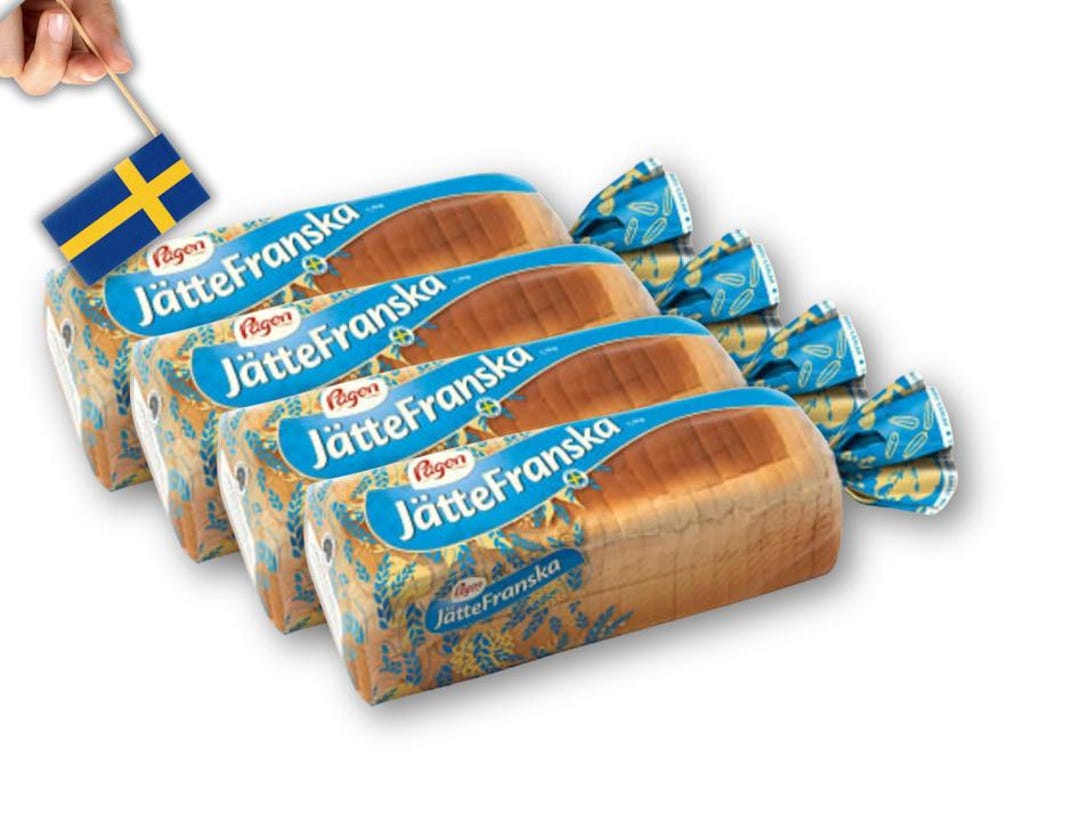 4 Packs Pågen Jättefranska Rostbröd 1100g (38.80oz) - Classic Swedish ...