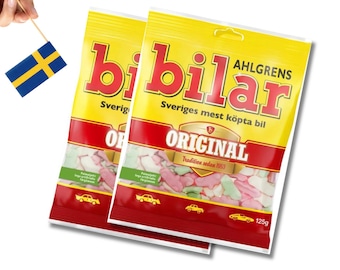 2 Beutel mit schwedischen Süßigkeiten Ahlgrens Bilar, Original, Godis, Süßigkeiten aus Schweden, schwedische Geschenke, Fika