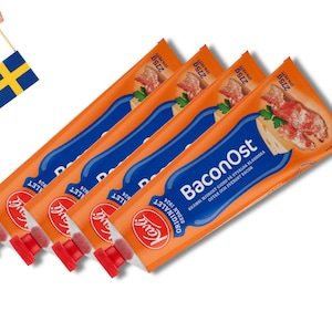 4 Tubes Kavli BaconOst, Bacon Cheese Spread, 275g (9.7 oz.), Swedish Soft Cheese Spread, Cream Cheese In Tube, Mjukost, Ost, Swedish Food