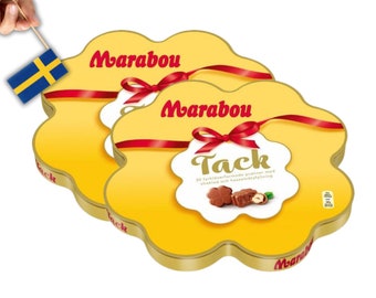 2 Boxes of Swedish Marabou Thank you Chocolate 165g (17,63 Oz), Chocolate Pralines from Sweden, Swedish Chocolate Gift Box, Marabou Tack