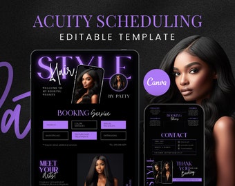 Acuity Scheduling Template, Hair Stylist Acuity Scheduling Template, Hair Stylist Branding, Hair Stylist Website, Canva Templates