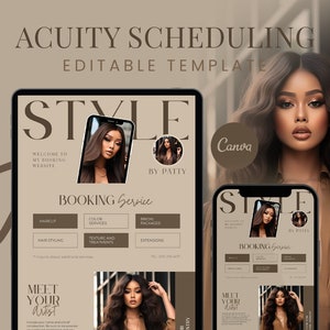 Acuity Scheduling Vorlage, Hair Stylist Acuity Scheduling Template, Friseur Branding, Hair Stylist Website, Canva Templates
