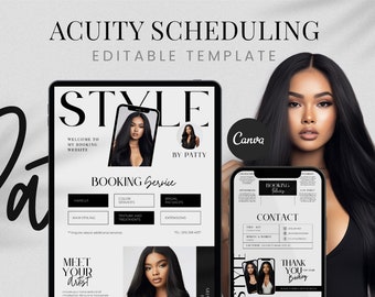 Acuity Scheduling Template, Hair Stylist Acuity Scheduling Template, Hair Stylist Branding, Hair Stylist Website, Canva Templates