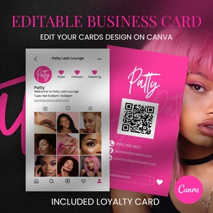 2023 Instagram Business Cards, Pink IG Business Card, Lash Tech Business Card, Small Business Digital Cards, QR Code Digital Premade