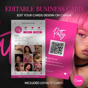 2023 Instagram Business Cards, Pink IG Business Card, Lash Tech Business Card, Small Business Digital Cards, QR Code Digital Premade