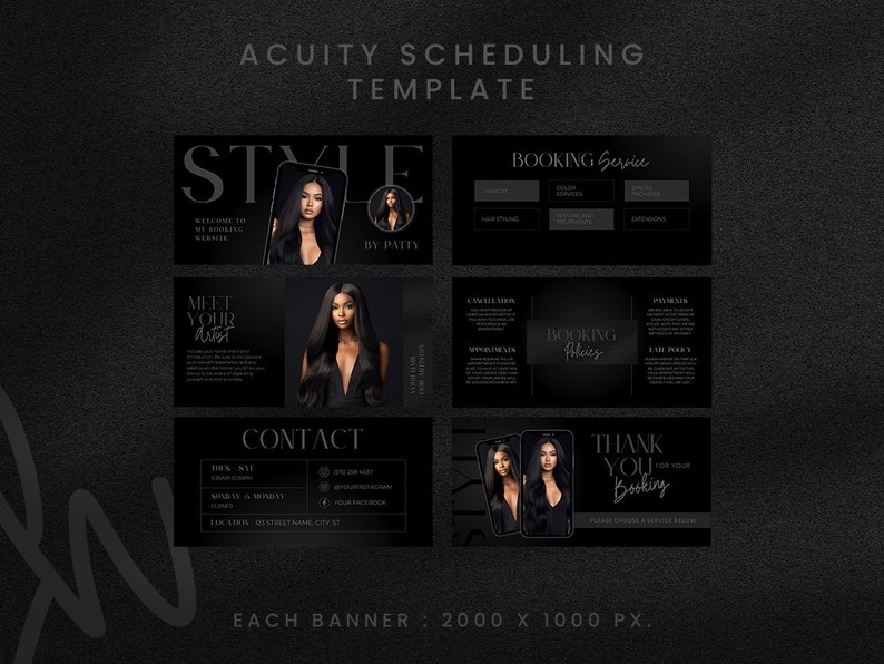 Hair Stylist Acuity Scheduling Template: Canva Website Branding - Etsy