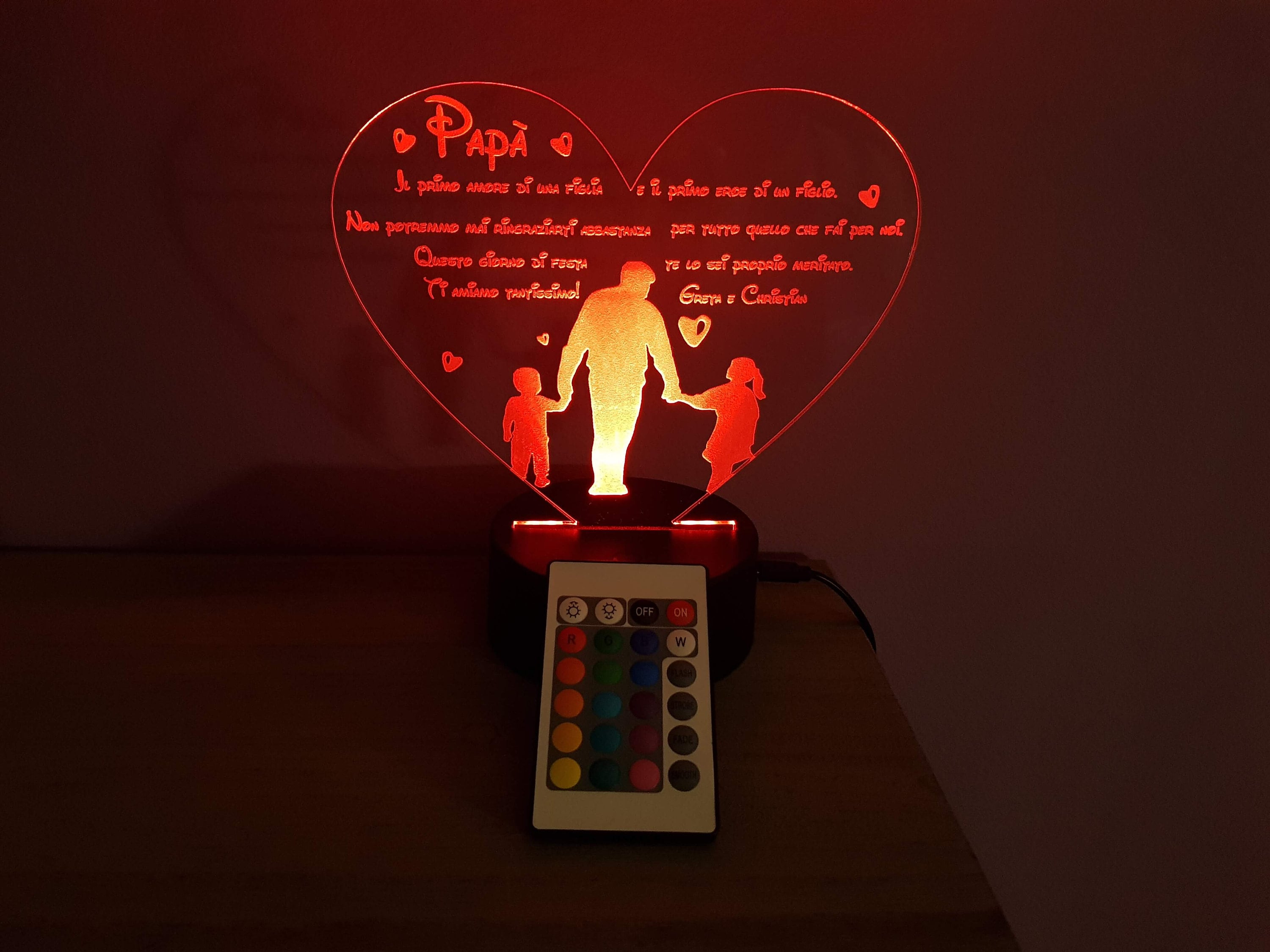 HomeZone Sentimentale Vetro Libro Targa Con Luce LED Love Amico Mamma