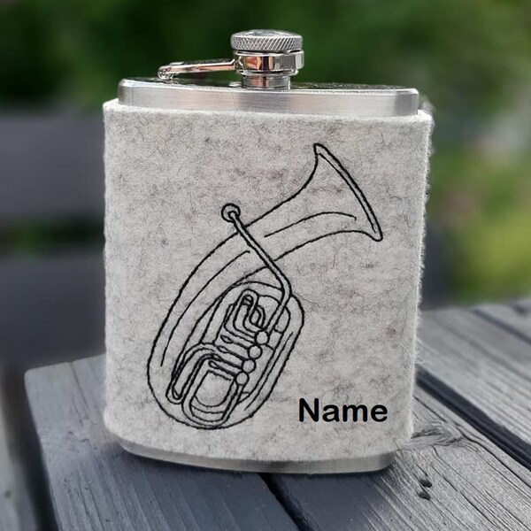 personalisierbarer Flachmann Tenorhorn / Bariton // Geschenkidee für Musiker / Geschenk für Tenorhornspieler