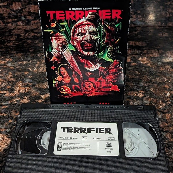 Custom Terrifier (2016) Playable in VCR VHS Nostalgic Art Piece, Case & Tape w/ Label