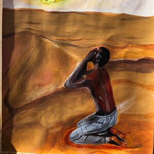 Peinture (islamique) à l'huile " Les tourments de Bilal " / イスラム絵画、紙に油彩 / Art islamique
