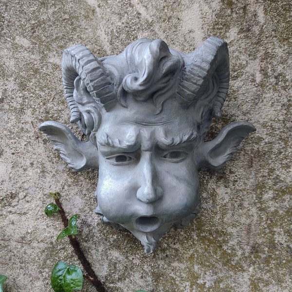 Garden Statue: Mystical Faun - Handcrafted Sculpture for Outdoor and Indoor Decoration. Sculpture for fountain. Mythological relief.