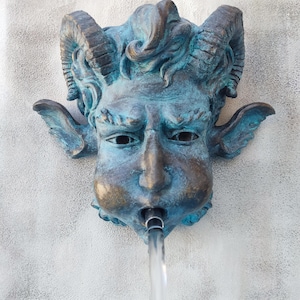 Garden Statue: Mystical Faun - Handcrafted Sculpture for Outdoor and Indoor Decoration. Sculpture for fountain. Mythological relief.