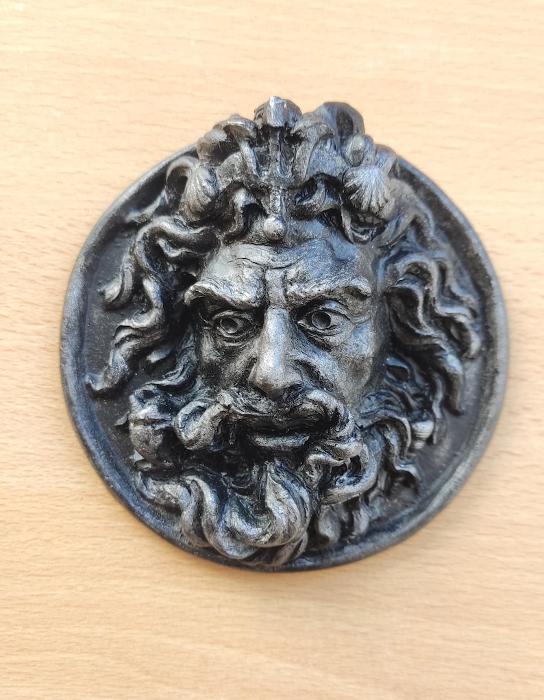 medal of the god Neptune / Poseidon, roman and greek decoration, roman Pharela for historical reenactment. Classic relief for your home image 5